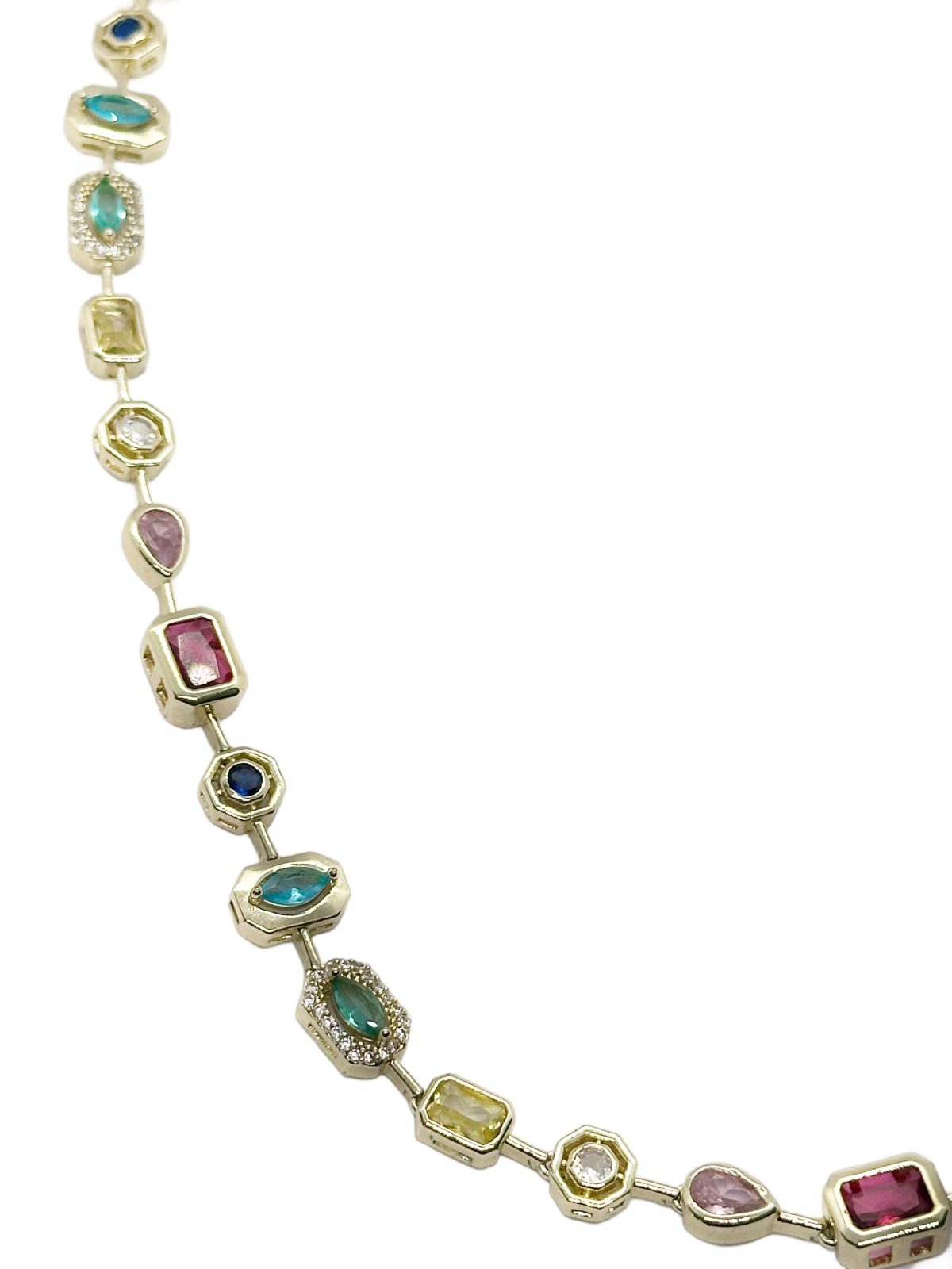 Rainbow Necklace | Renkli Baget Taşlı Kolye - Görsel 2