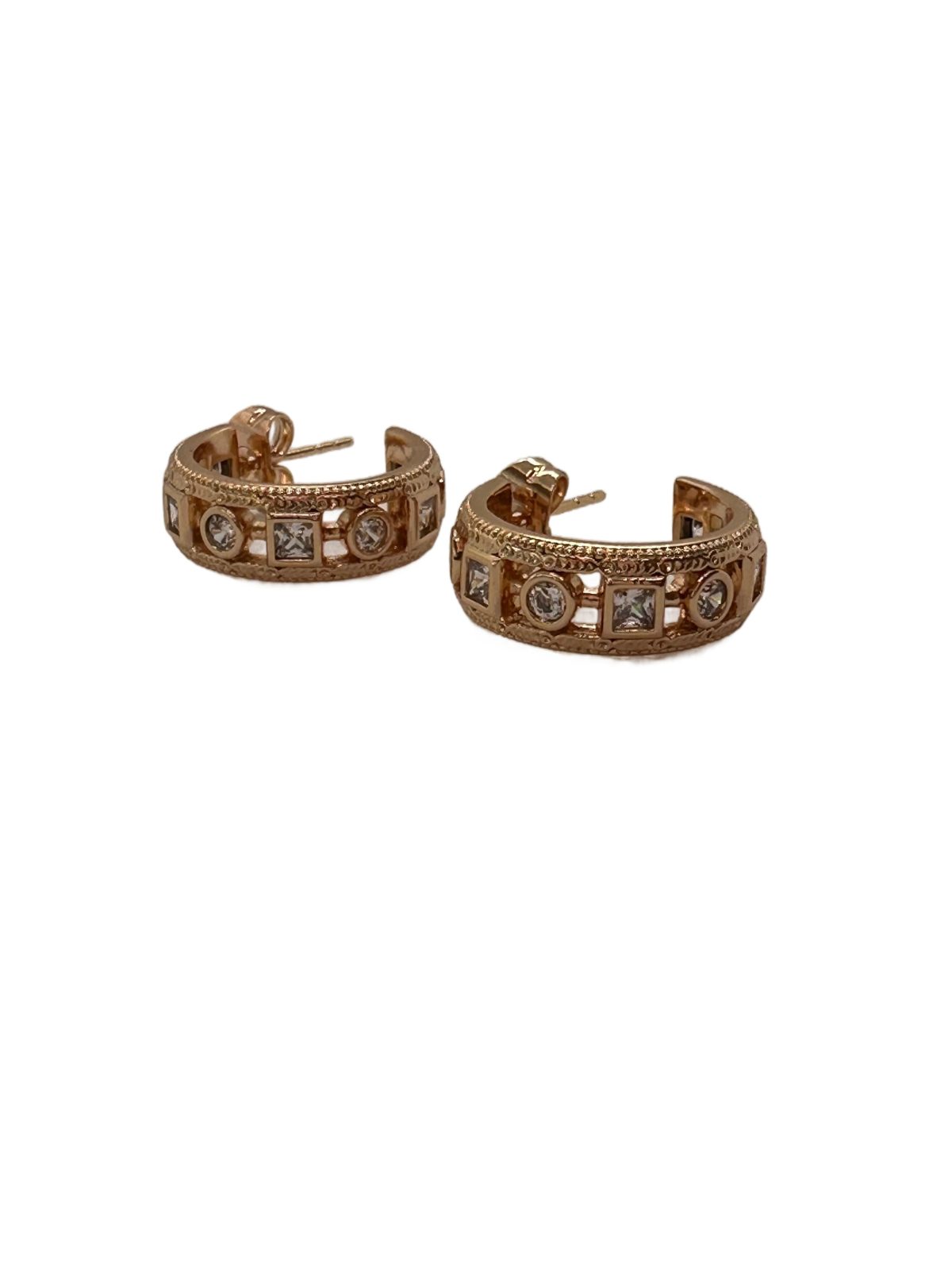 Geo Hoop Earring | Taşlı Halka Xuping Küpe - Görsel 2